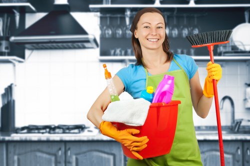 Local office cleaning team working in a Surrey business premises