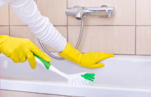 Staff communicating safety checks during a deep cleaning job
